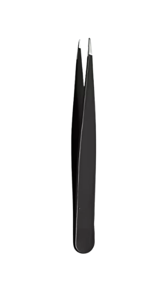 Stainless Steel Black Eyebrow Tweezer with Slant and Flat Point Beauty Tools for Eyelash Tweezer & Ingrown Hair Removal