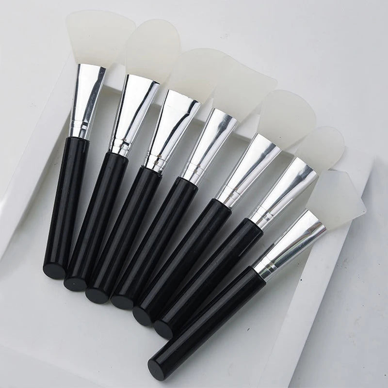 7Pcs Silicone Facial Mask Brush Face Skin Care Soft-Headed DIY Mud Film Adjusting Brush Inclined Tail Apply Face Beauty Tools