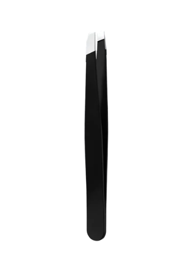 Stainless Steel Black Eyebrow Tweezer with Slant and Flat Point Beauty Tools for Eyelash Tweezer & Ingrown Hair Removal